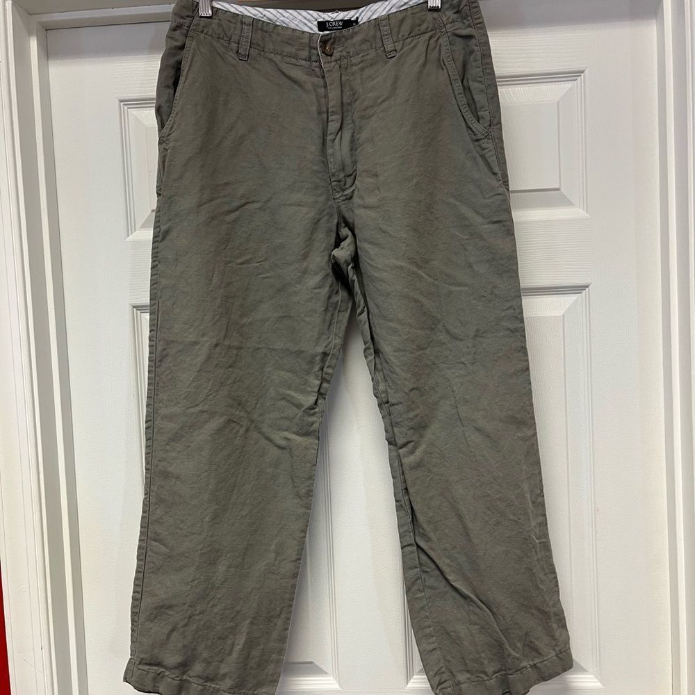J. Crew Irish Linen Gray Pants sz 32 inseam 30